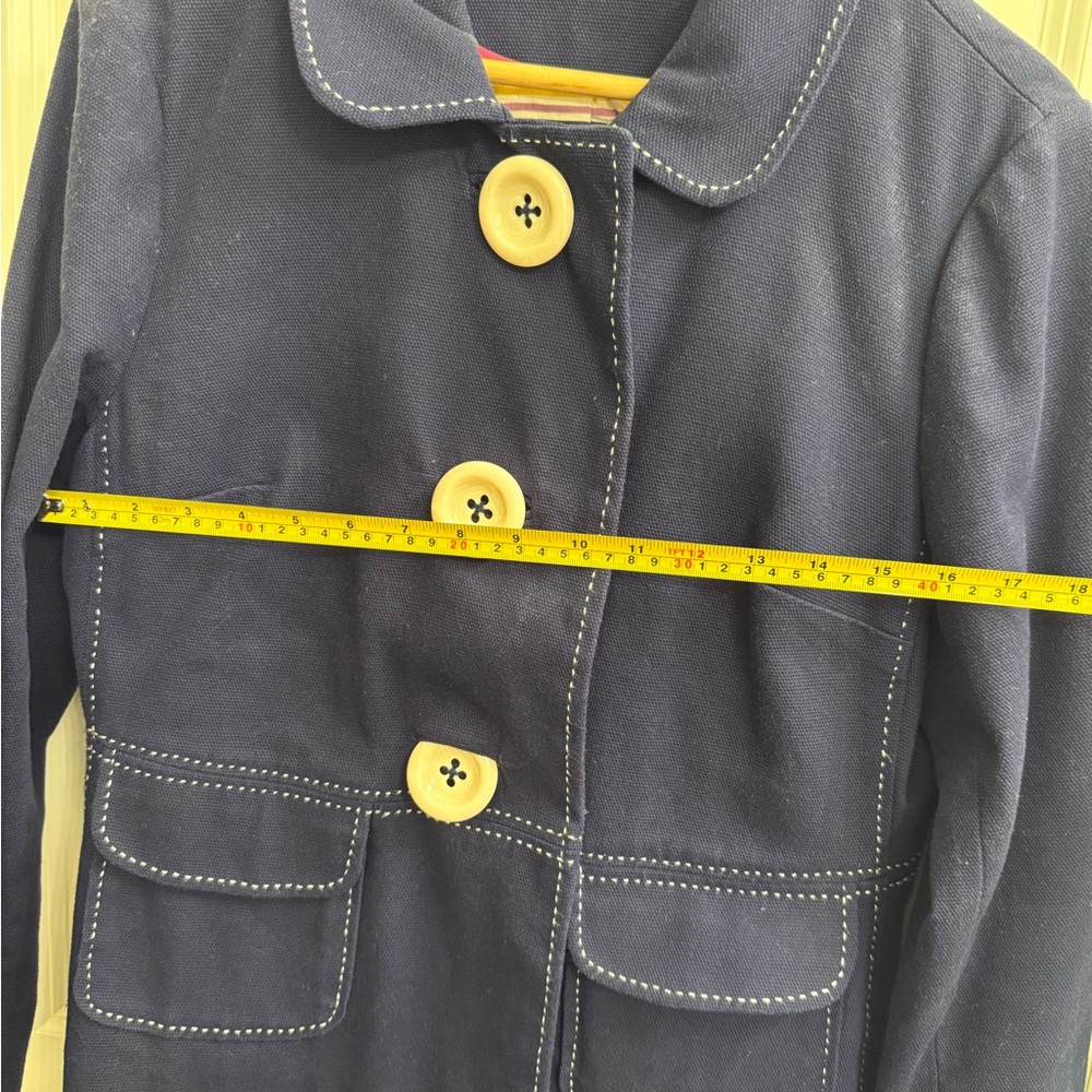 Boden Blazer Womens 12 Regular Cotton w/ Poly Lining Navy Blue Oversize Buttons - Picture 9 of 10